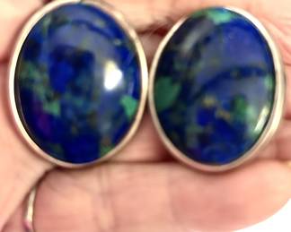 Azurite hand made earrings sterling