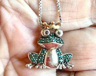 Sassy sterling jeweled frog signed ALWAN Vahan