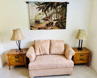 Great view of Sumter Landing above the loveseat.