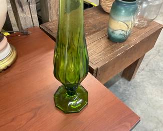 Green Swung Glass Vase