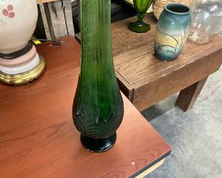 Green Swung Glass Vases