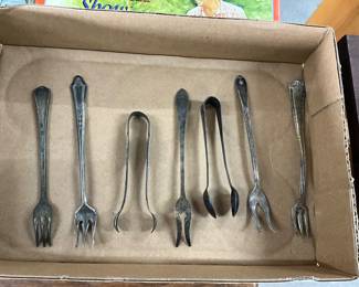Sterling Silver Sugar Tongs, Meat Forks, Forks