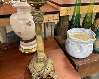Marble/Onyx & Brass Table Lamp