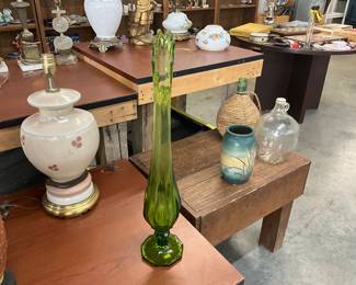 Green Swung Glass Vase