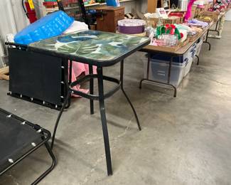 Glass Top Pub Height Metal Table