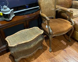 French side chair & rattan side table
