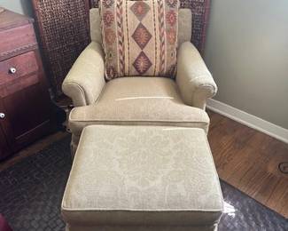 Chair and Ottoman with accent pillow