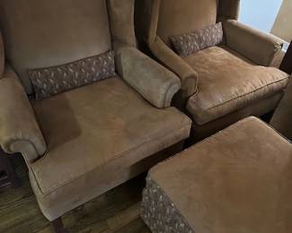 Two wingbacks and ottoman