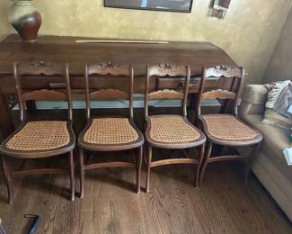 Four Walnut Antique Rose Cane Chairs excellent condition