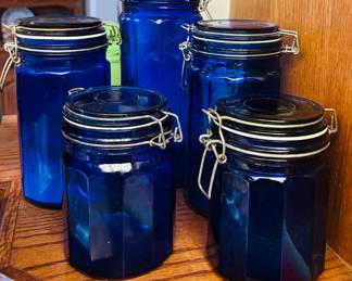 Vintage Cobalt Blue Jars