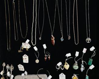 14K Gold & Sterling Necklaces, Pendants, Rings 7 Earrings - Note: Jewelry is not left at the house before or after sale hours.