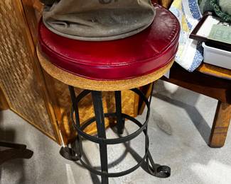 Vintage Iron Stool /Canvas Feed Bucket US