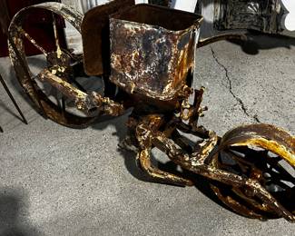 Antique Rust Iron Farm Seeder / great planter
