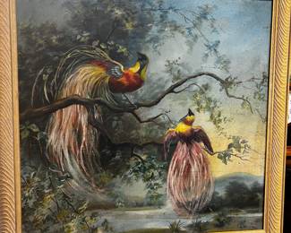 Vintage Painting Old World Birds