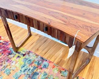 (2) curved wood Desks modern 1 wide drawer