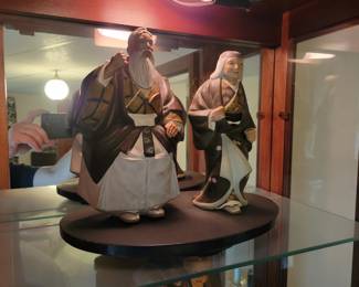 OLD VINTAGE - ANTIQUE JAPANESE HAKATA URASAKI OLD COUPLE 