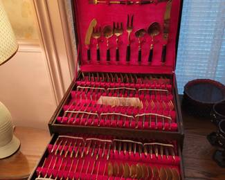 S. Samran Thailand bronzeware flatware with hard case. Sweet!