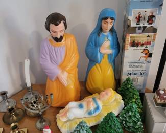 Vintage 1970s Empire 4 piece Nativity Set Blow Mold 18” Set 