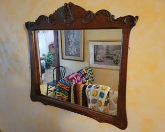 Antique wooden mirror. 