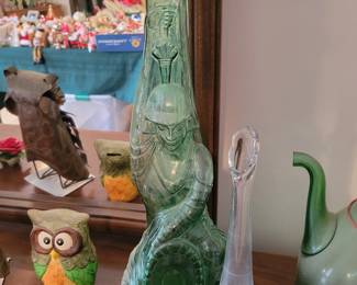 Vtg tall Green Wine Italy Bottle decanter.