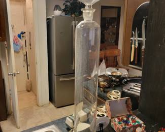 Antique 24" Tall Blown Glass Cylindrical Apothecary jar. From local Lodi Hardware Store.