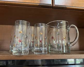 vintage, rare, Libby glassware with polkadots