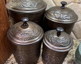 old Dutch international copper canister set