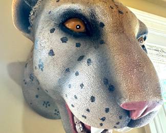 Cheetah Resin Head Sculpture