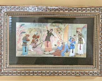 Framed Persian Miniature Painting from Safavid Era