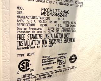 Kenmore Refrigerator: Model FKCH17F7HWC