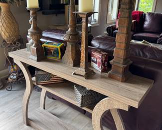 battery operated candle and heavy candle holders entry/ sofa table