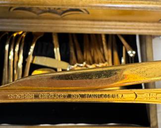 rogers, cutlery and stainless steel gold plated