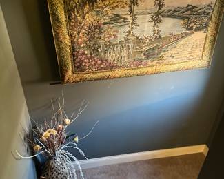 vintage woven Lake Como scenery wall tapestry