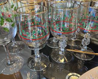 vintage Arby's Libby ribbon Christmas stemware