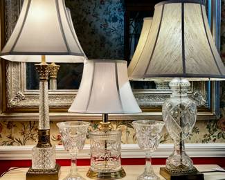 All five pieces... three lamps and two standing hurricanes are part of one lot… Available for preview this Wednesday and will be on the Auction block this coming Saturday.