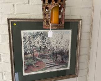 Framed Cherry Blossom Print "Where It All Began"/Pottery Hanging Lantern