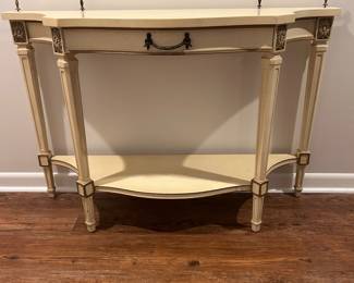 Vintage Demi Lune Entryway Table w/Brass Accent  (36"H x 14 1/2"D x 48"W)