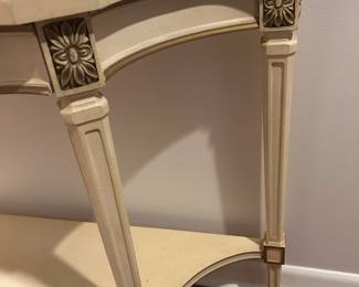 Vintage Demi Lune Entryway Table w/Brass Accent