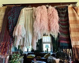 70’s and 80’s fiber art handwoven clothing and blankets