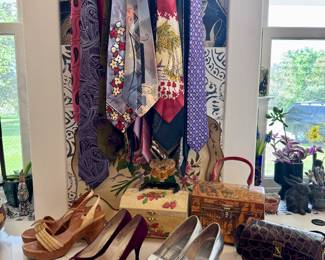 Vintage shoes, alligator bags, box purses and cool vintage ties