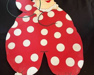 Hanging wooden clown plaque