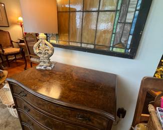 Burl walnut chest
Slag glass leaded glass window
