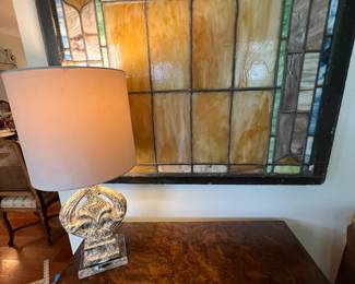 Slag and leaded glass window
