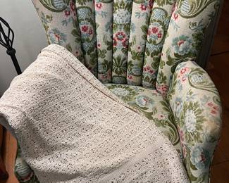 Upholstered side chair
( spring is bad on left side of seat )
Early crochet bedspread