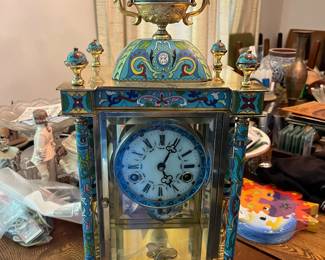 Ornate cloisonne mantle clock