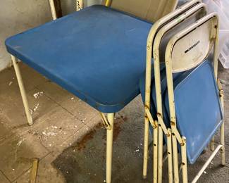 Childs metal table and chairs