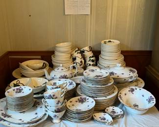 Two sets of china--California Ivy by Metlox and Spring Violets by Rossetti