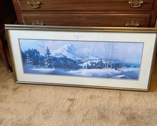 Dalhart Windberg framed signed and numbered print (Winter's Velvet Mantle)--Windberg is a Texas artist