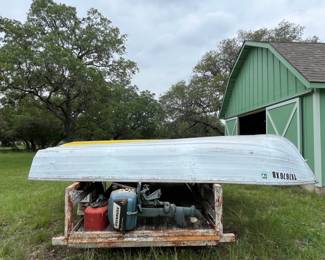 Aluminum Arkansas Traveler 14ft boat with Evinrude motor and Marine gas can