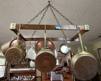 Hanging Kitchen Rack with miscellaneous pots